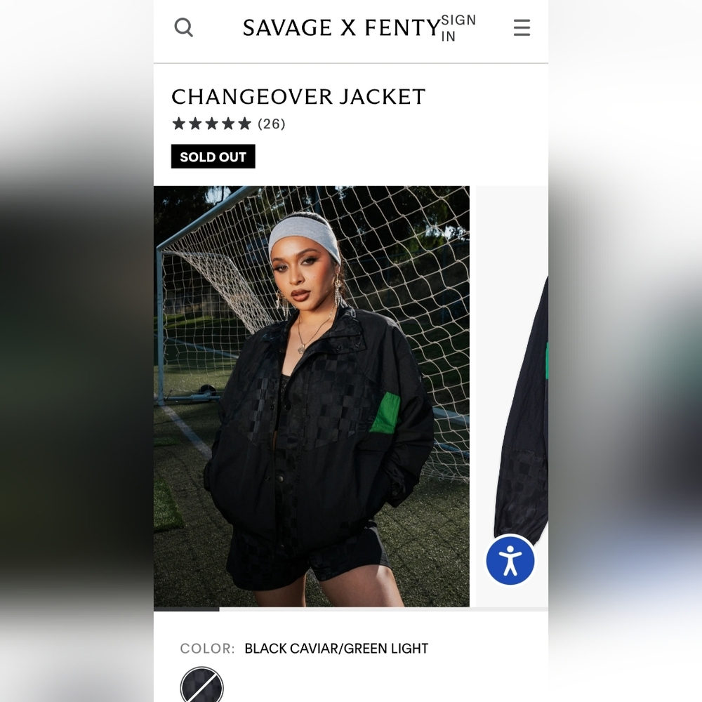 Savage X Fenty Changeover Jacket Black Caviar/Green Light Sz Large SOLD OUT!